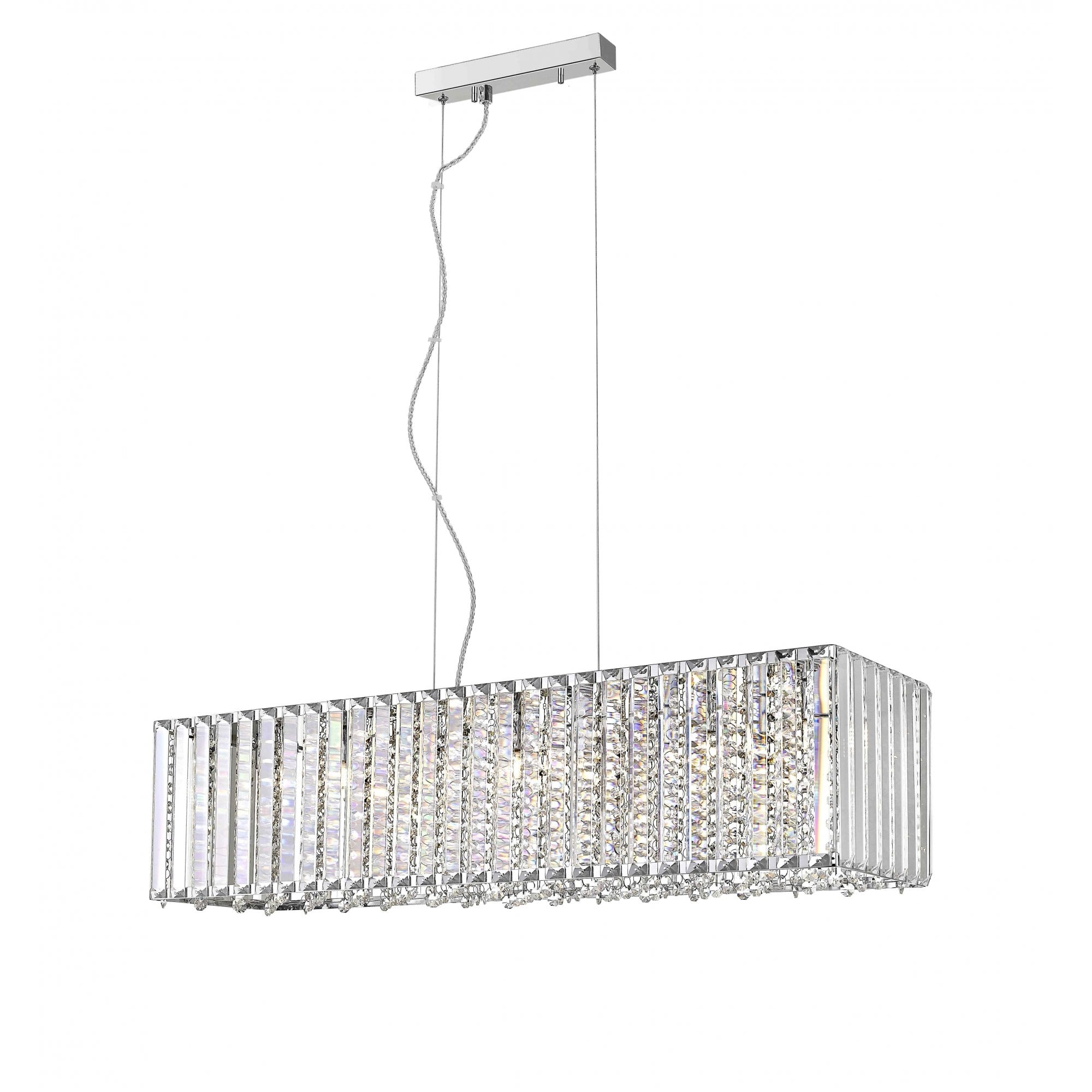 CFH1925/07/OBL/CH Diore 7 Light Oblong Pendant Chrome Crystal