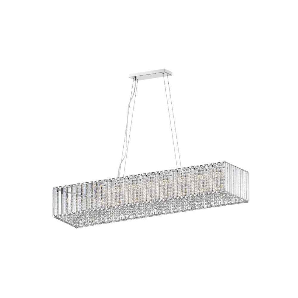 CFH1925/11/OBL/CH Diore 11 Light Oblong Pendant Chrome Crystal