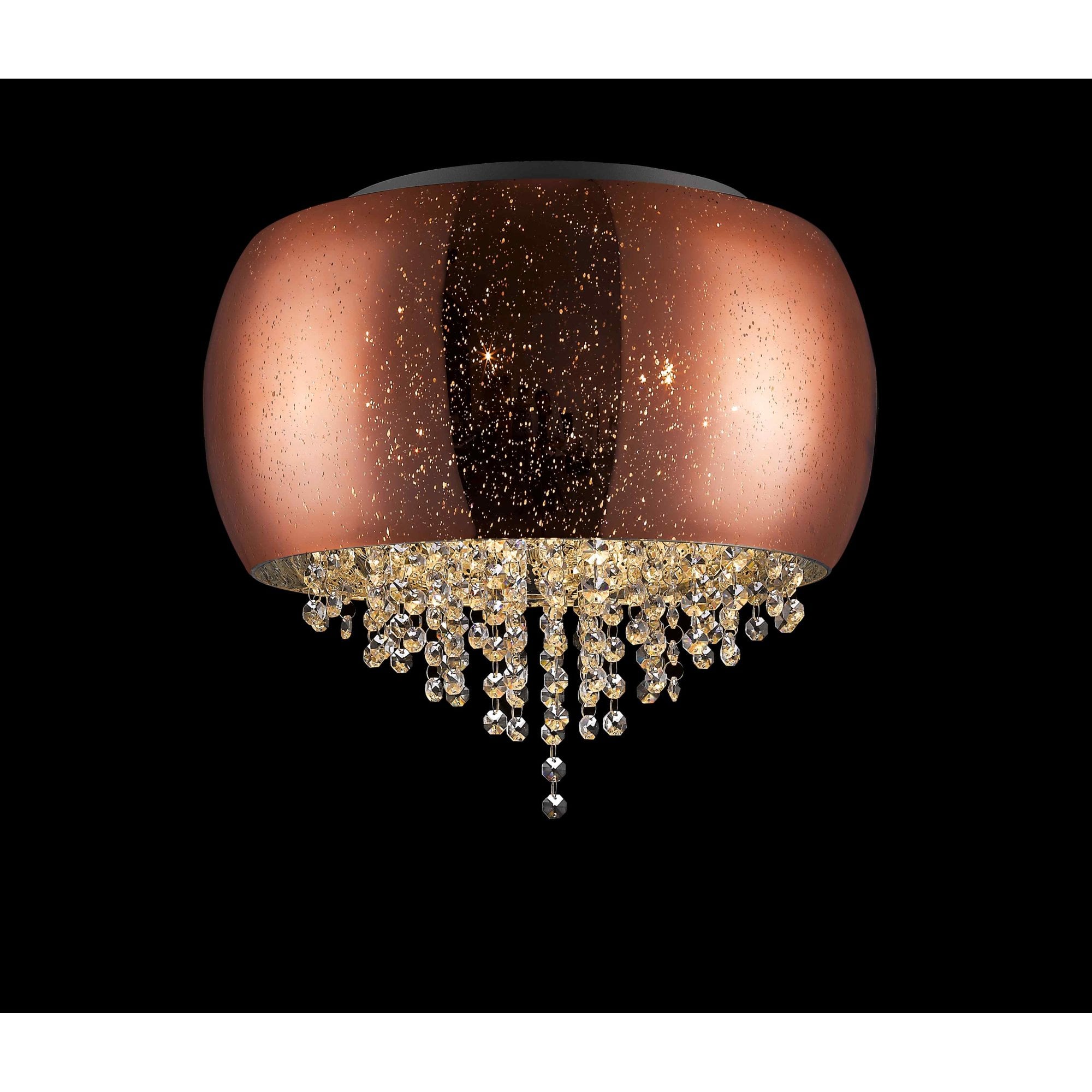 PGH1802/03/PL/CU Luna 3 Light Flush Ceiling Light Copper Crystal