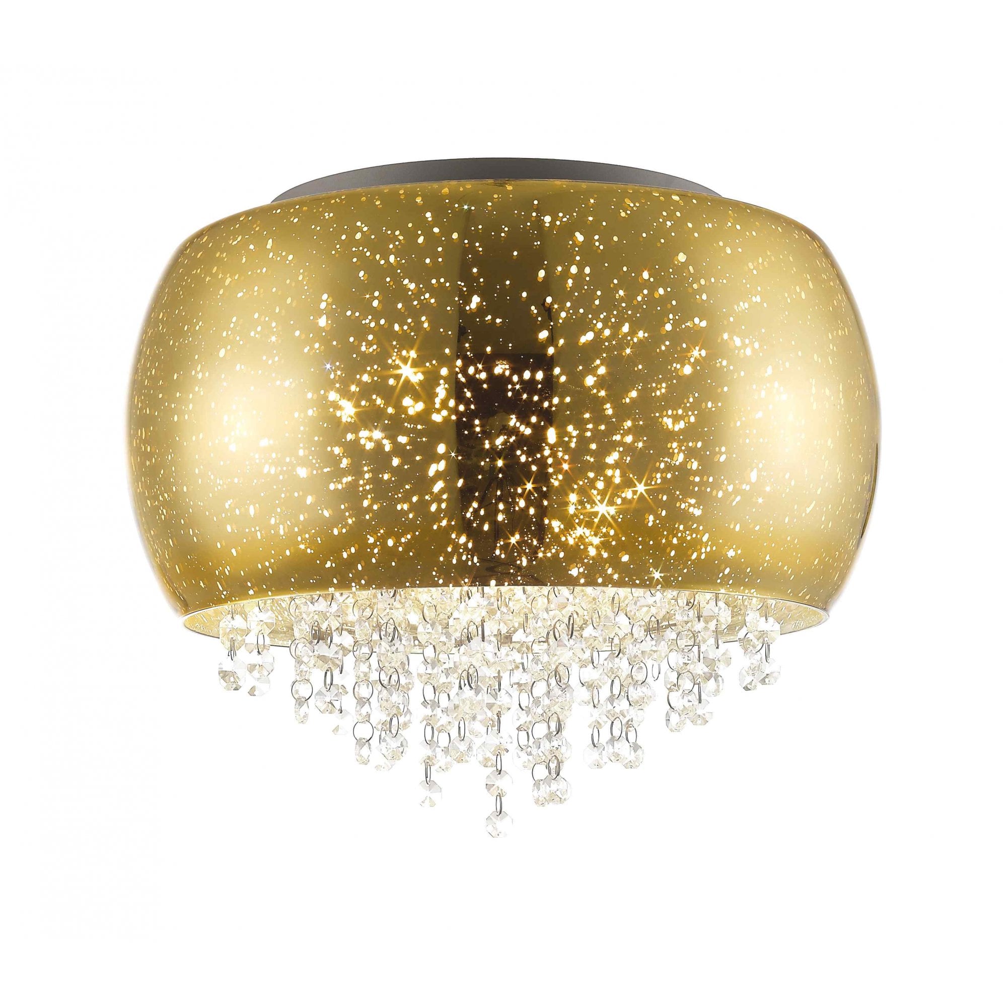 PGH1802/03/PL/G Luna 3 Light Flush Ceiling Light Gold Crystal