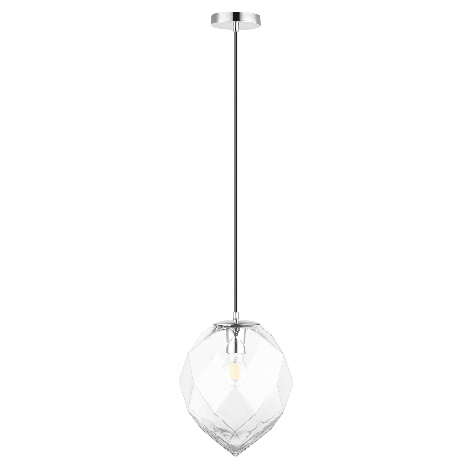 PG1807/01/CLR/BLK Zoe 1 Light Pendant Clear Glass Black
