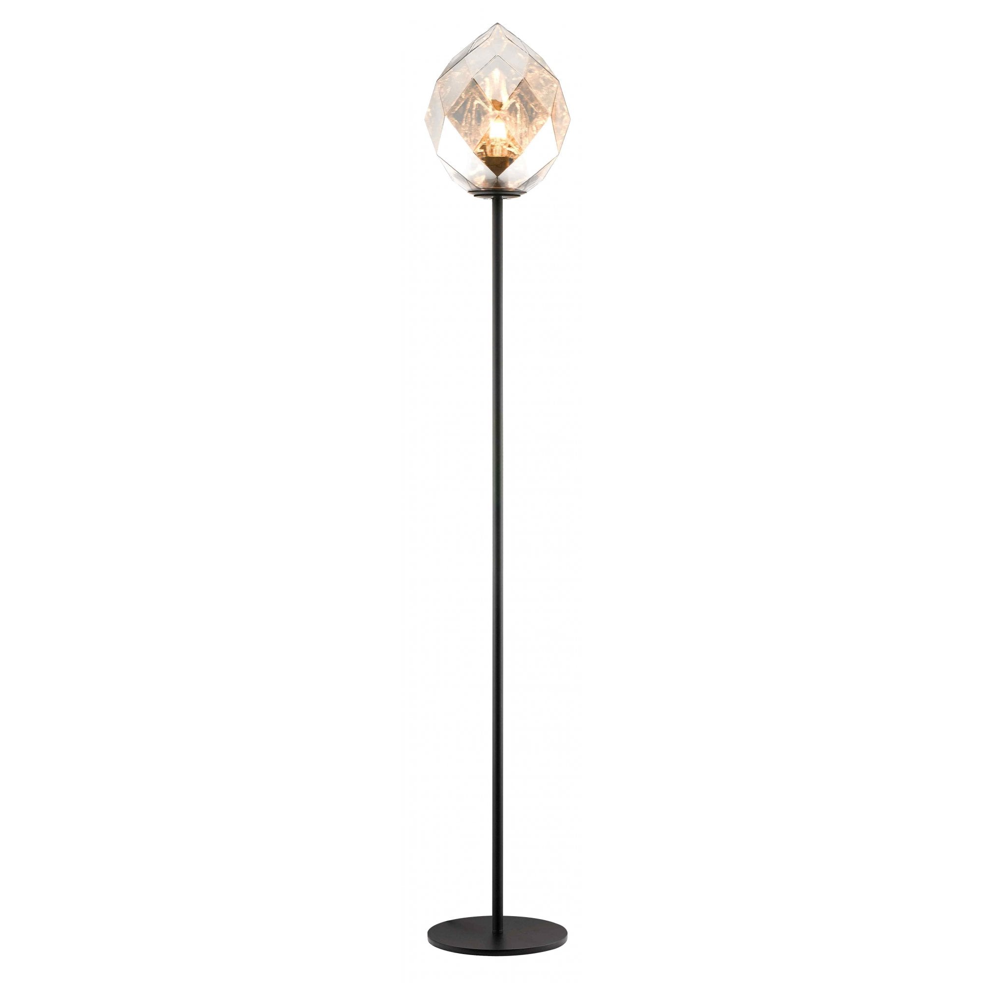 PG1807/01/FL/CH/BLK Zoe 1 Light Floor Lamp Chrome Glass Black
