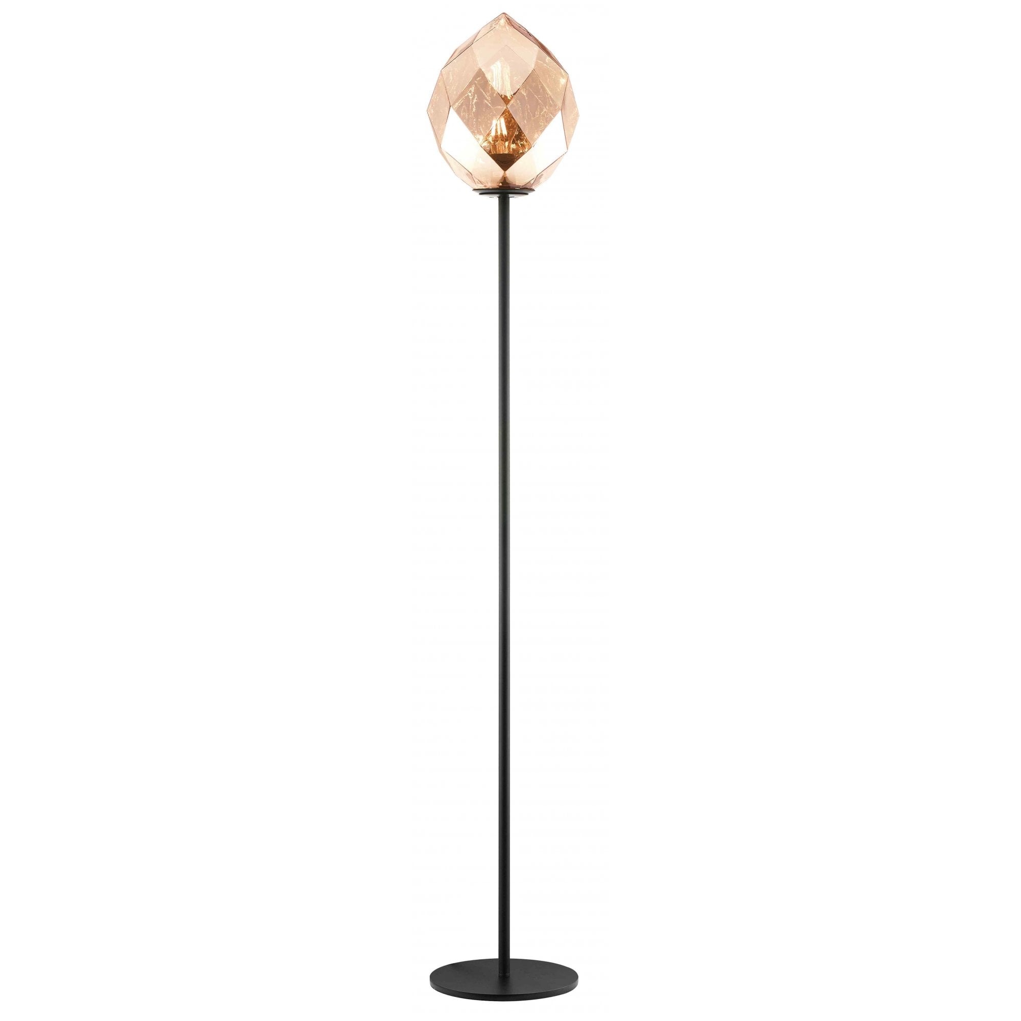 PG1807/01/FL/G/BLK Zoe 1 Light Floor Lamp Gold Glass Black