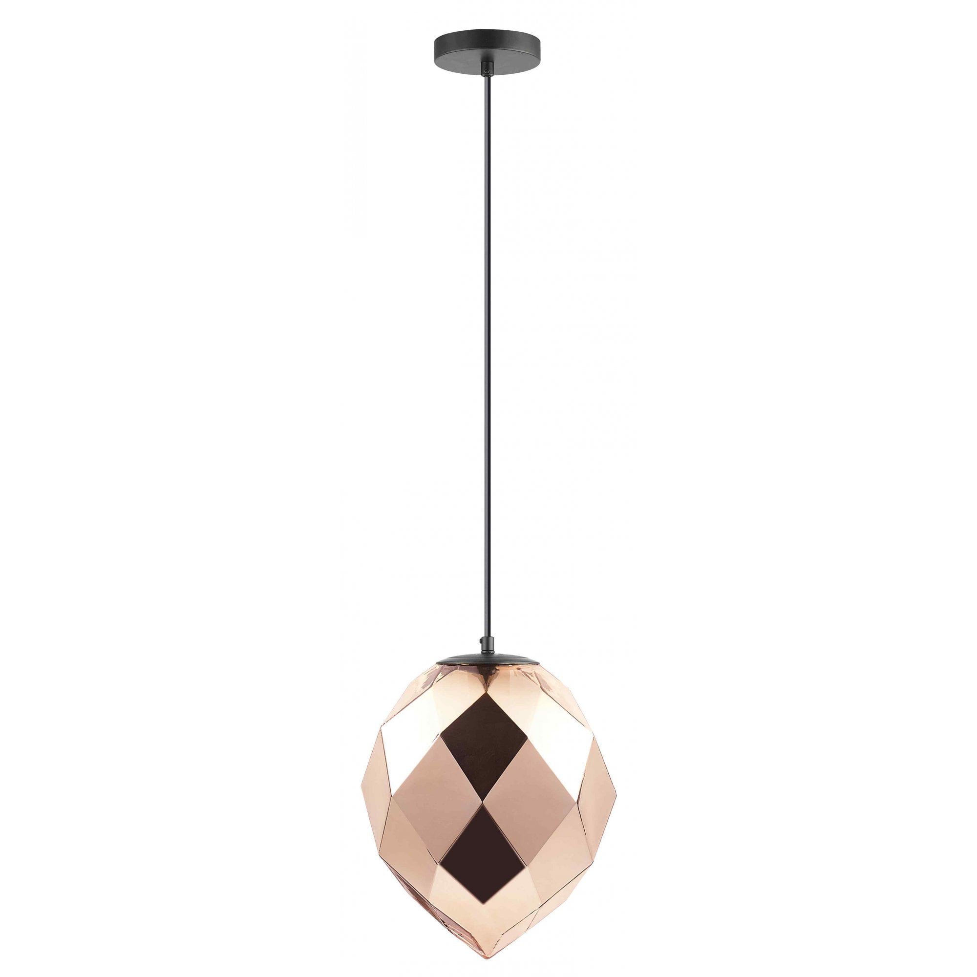 PG1807/01/G/BLK Zoe 1 Light Pendant Gold Glass Black
