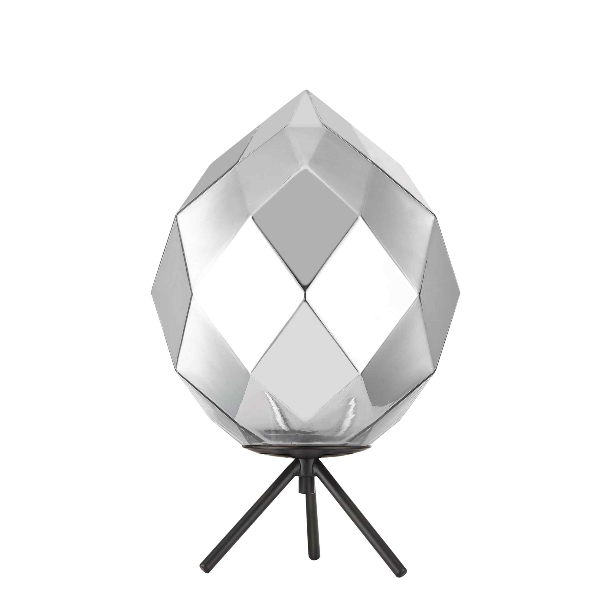PG1807/01/TL/CH/BLK Zoe 1 Light Table Lamp Chrome Glass Black