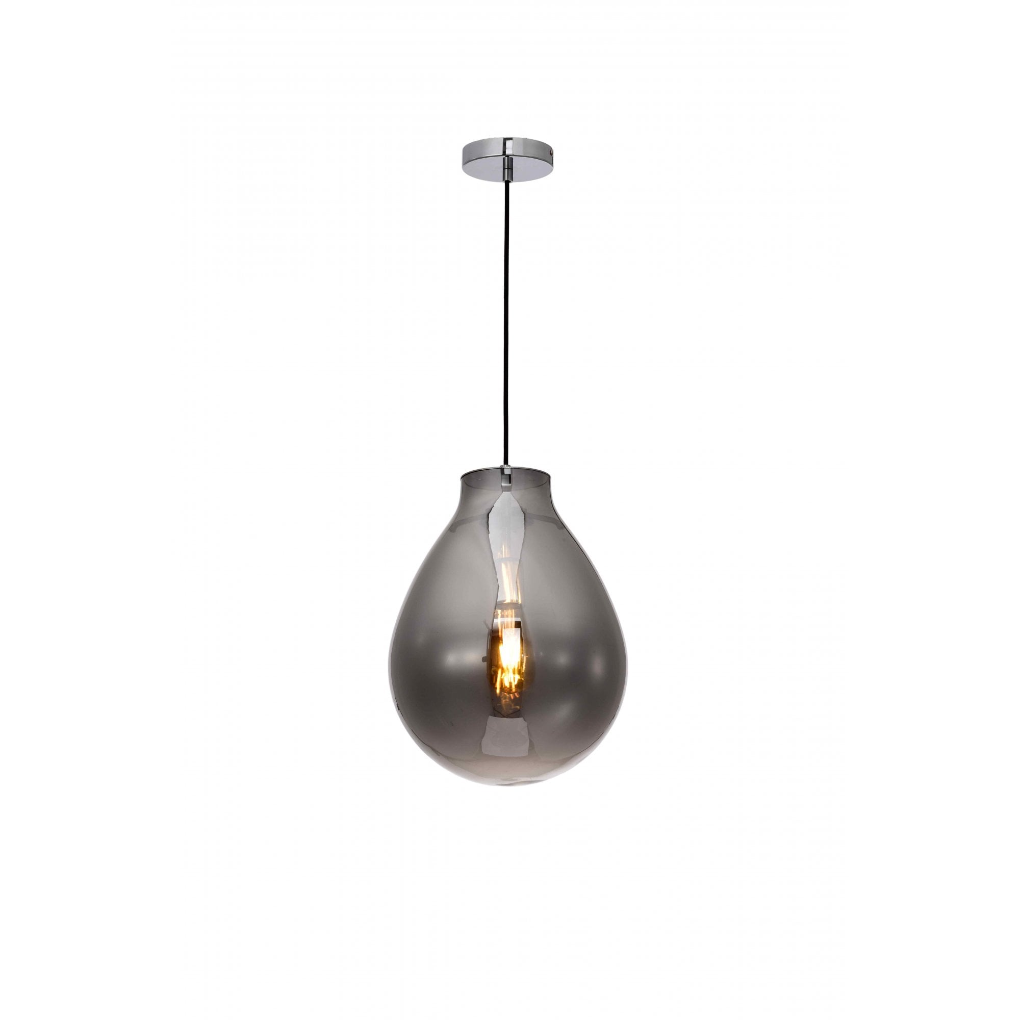 PG2004/01/S/SMK Rio 1 Light Small Pendant Smoke Crystal