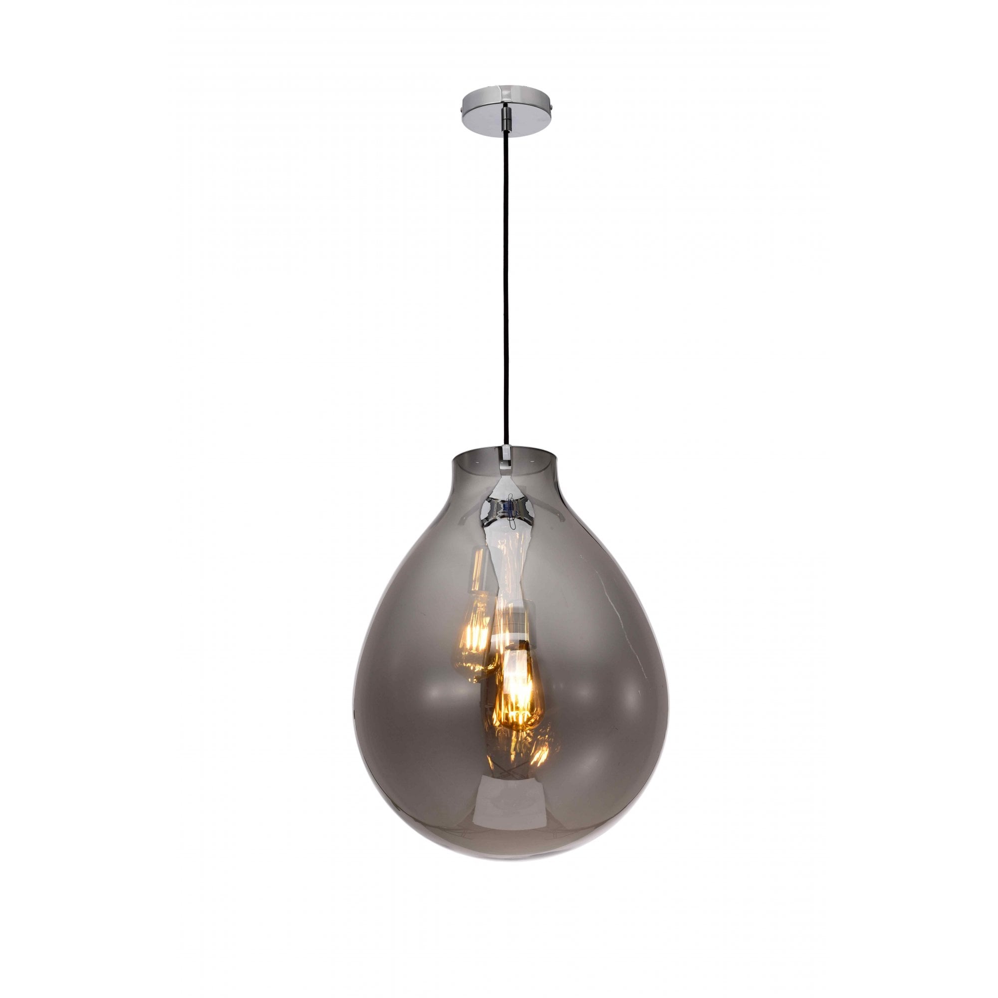 PG2004/02/M/SMK Rio 2 Light Medium Pendant Smoke Crystal