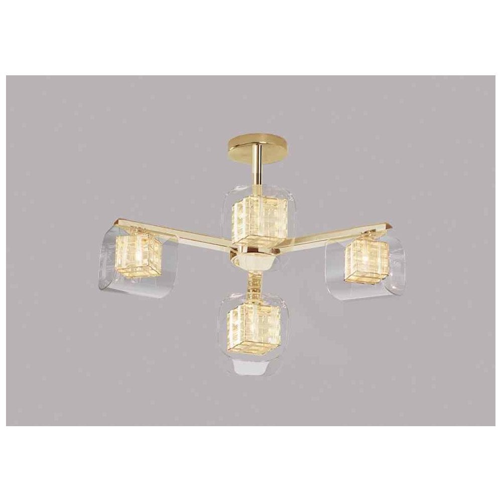 PGH01515/04A/G Avignon 4 Light Ceiling Light Gold Crystal