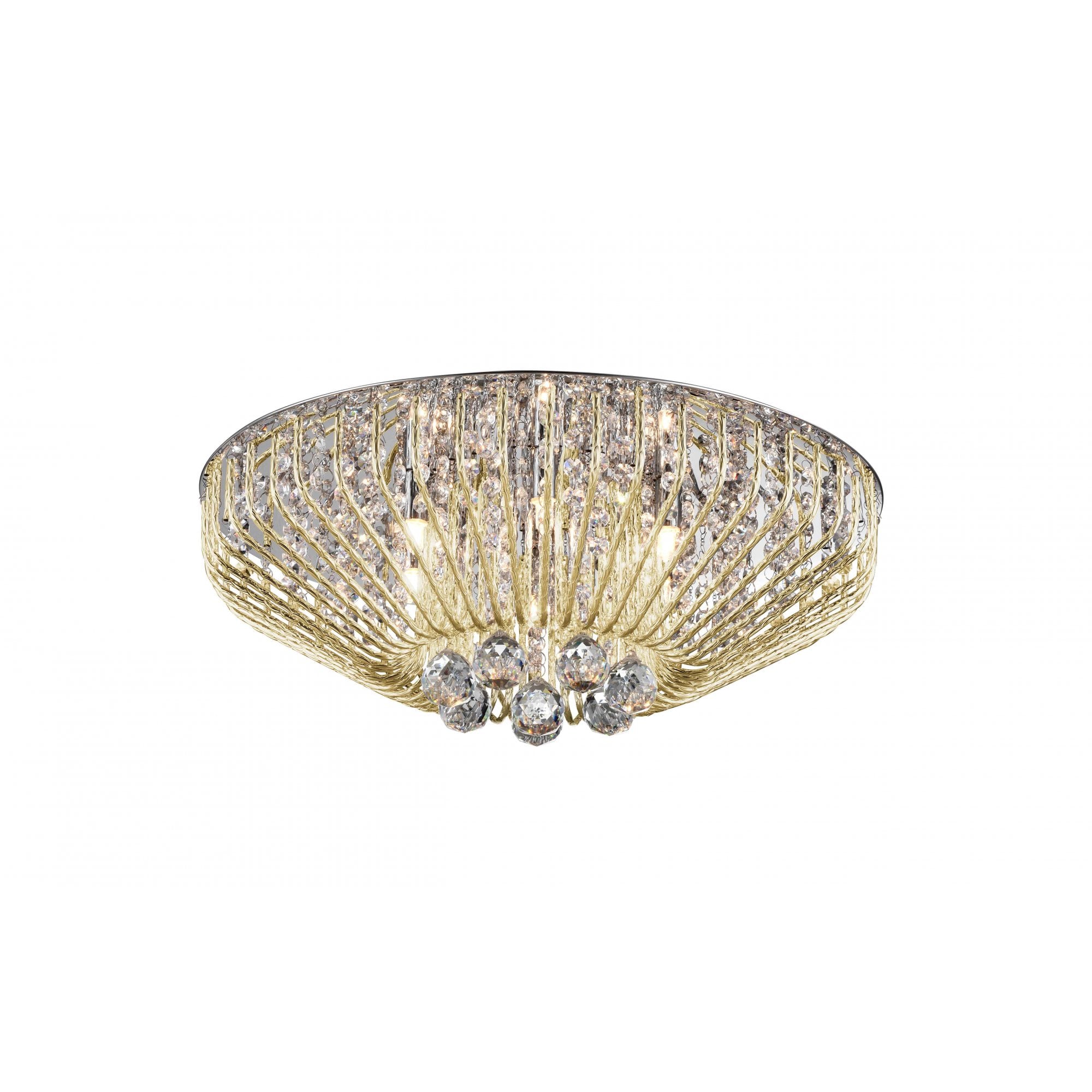 CFH508052/06/PL/G Carlo 6 Light Flush Ceiling Light Gold Crystal