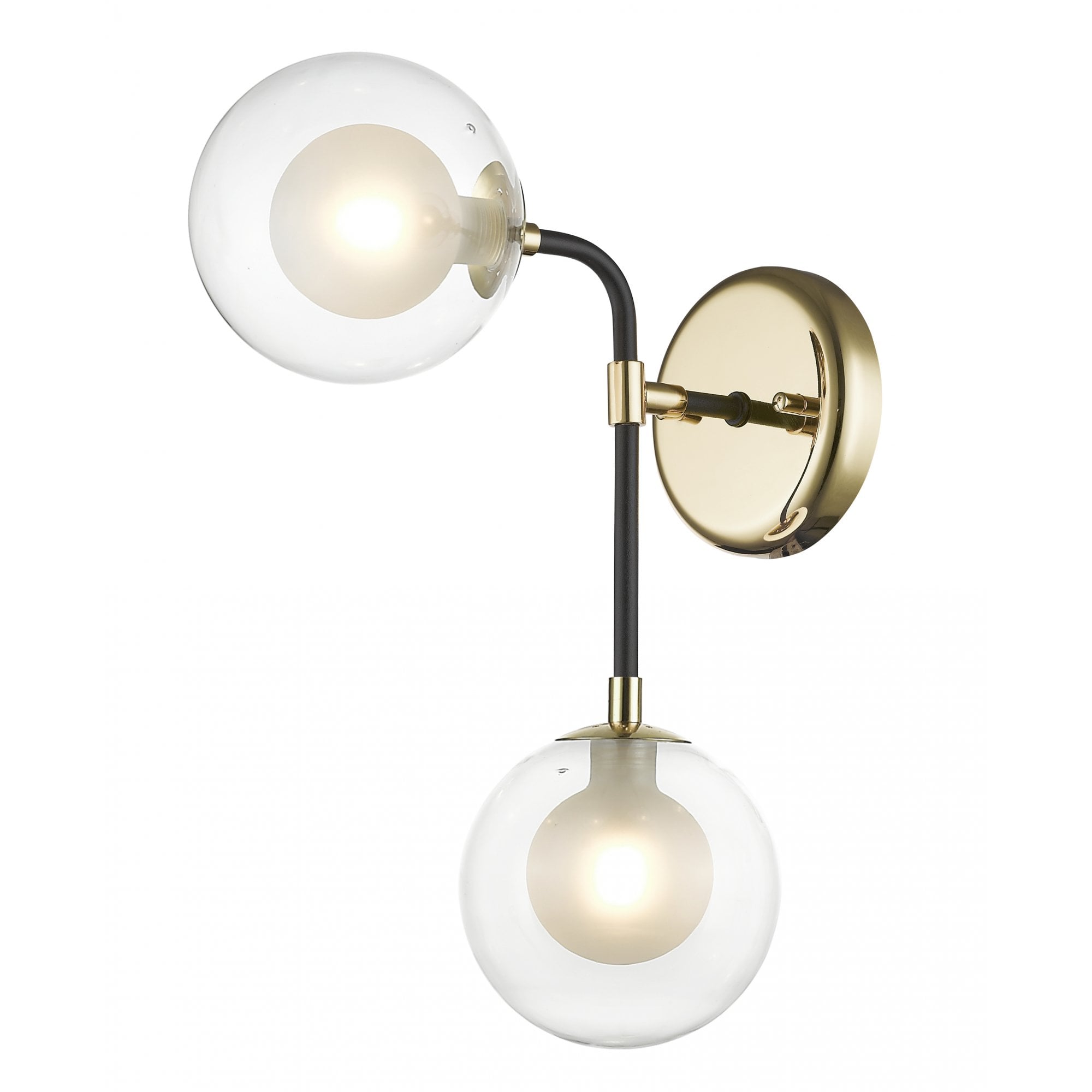 PGH1806/02/WB/G/MBLK Remy 2 Light Wall Light Gold Black