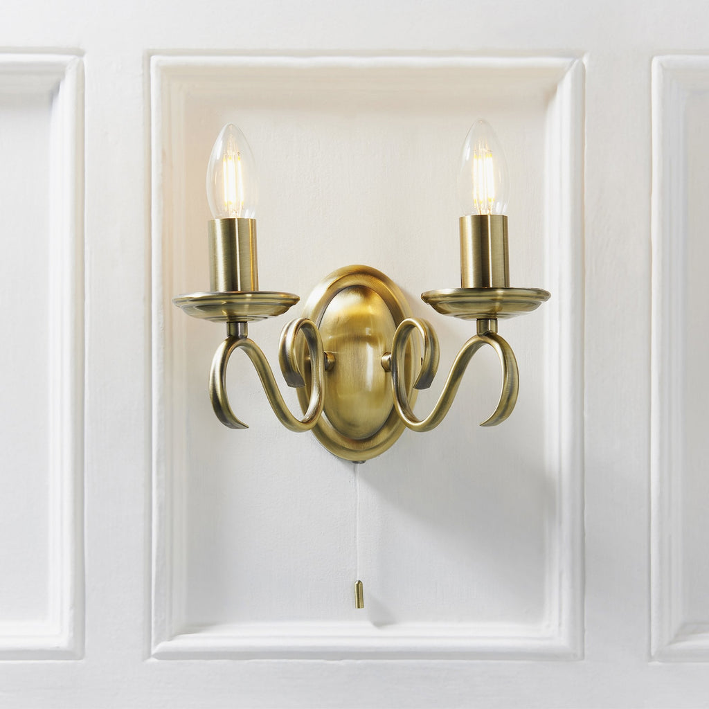 2030-2AN Bernice 2 Light Wall Light Brass (S)
