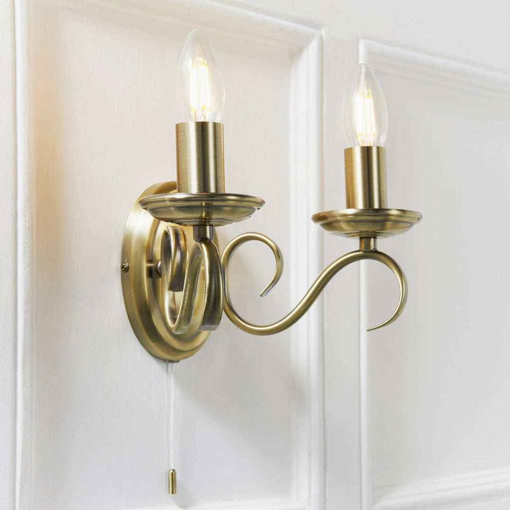2030-2AN Bernice 2 Light Wall Light Brass (S)
