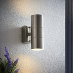 EL-40095 Canon 2 Light Outdoor Wall Light Steel Clear
