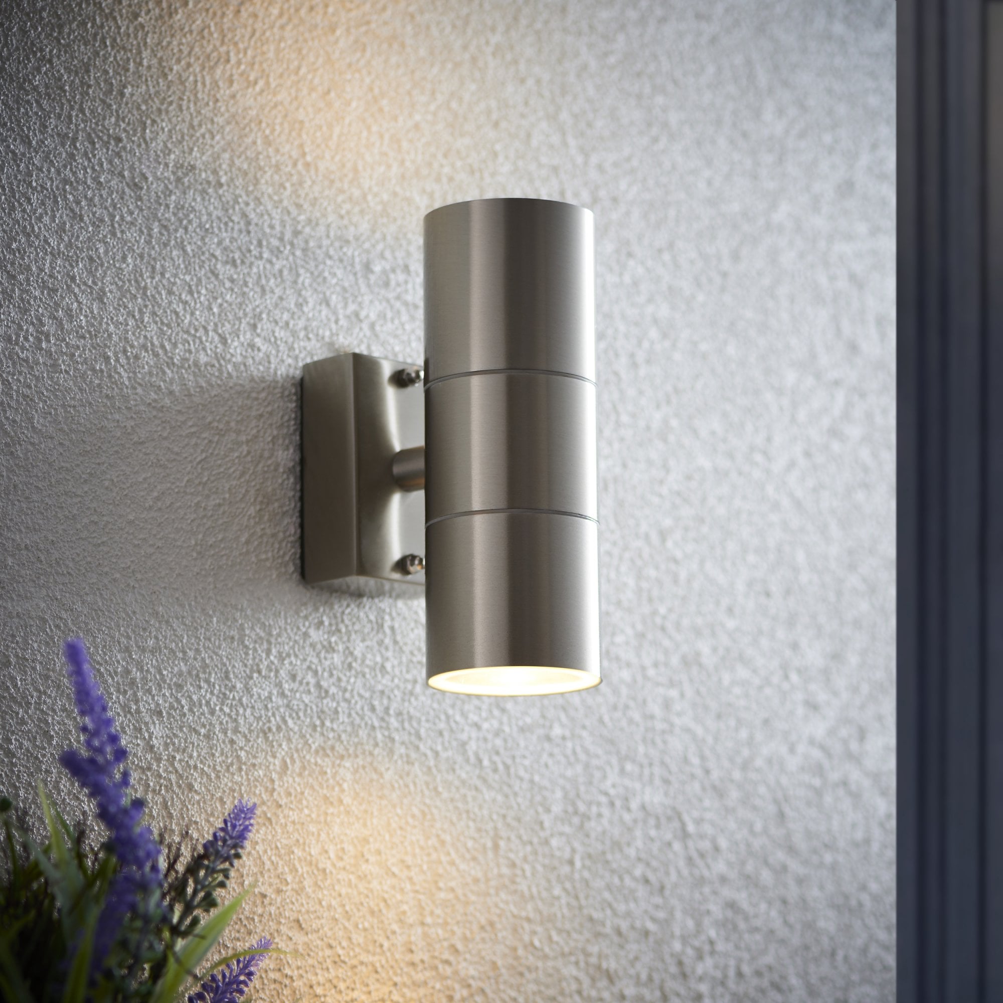 EL-40095 Canon 2 Light Outdoor Wall Light Steel Clear