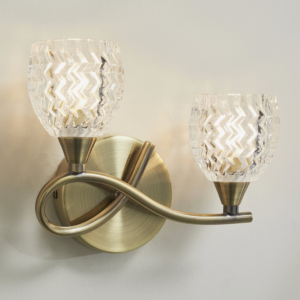 BOYER-2WBAB-L Boyer 2 Light Wall Light Brass Clear (S)