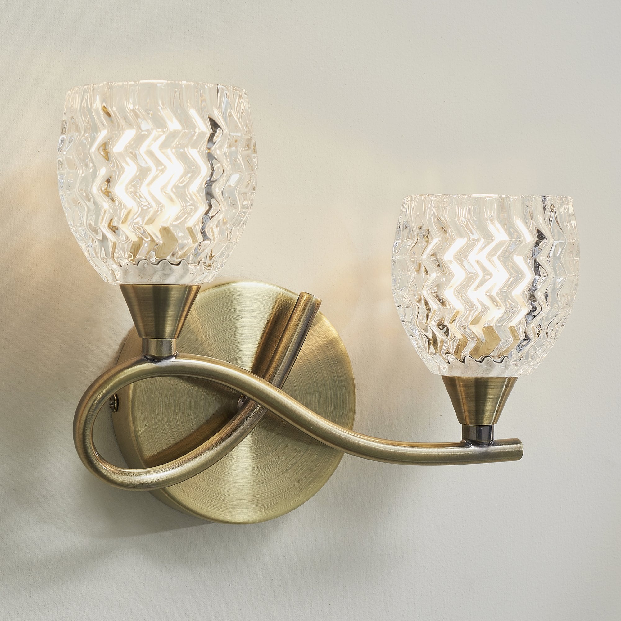 BOYER-2WBAB-L Boyer 2 Light Wall Light Brass Clear (S)