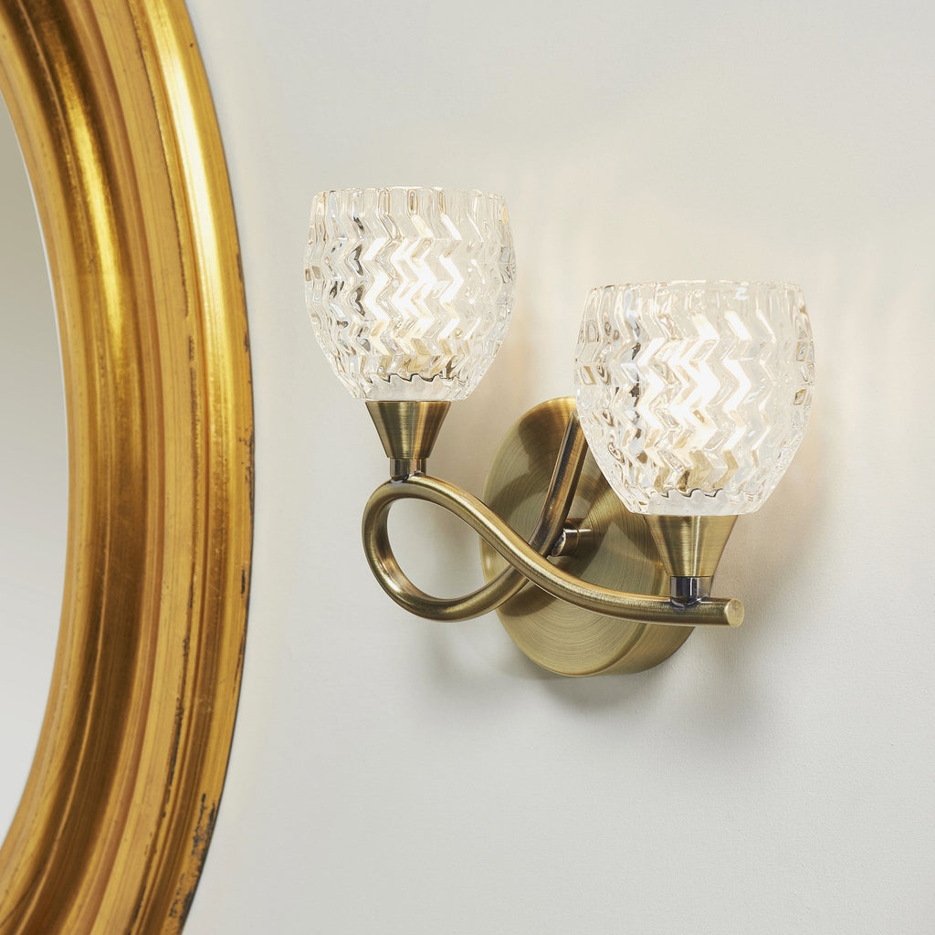 BOYER-2WBAB-L Boyer 2 Light Wall Light Brass Clear (S)