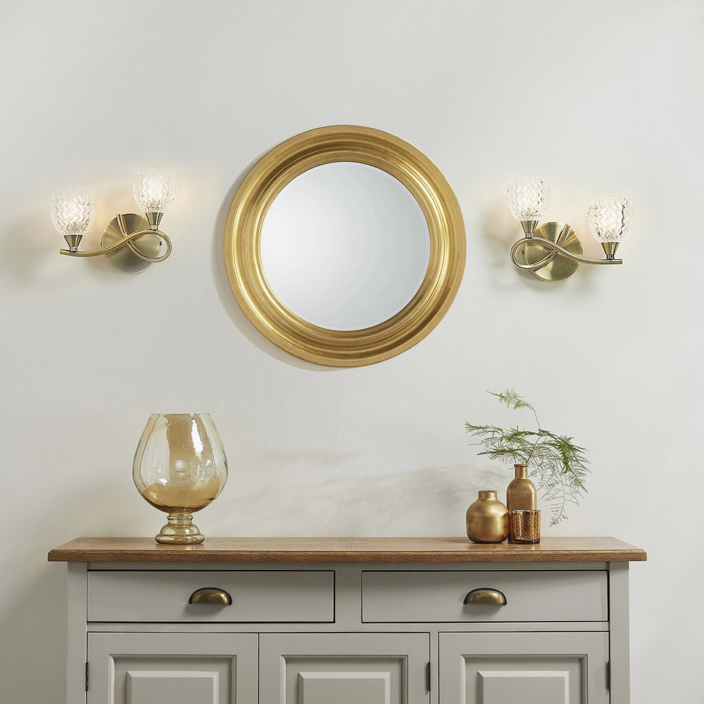 BOYER-2WBAB-L Boyer 2 Light Wall Light Brass Clear (S)