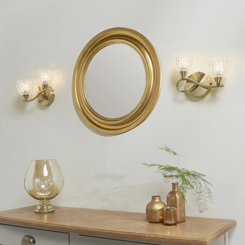 BOYER-2WBAB-L Boyer 2 Light Wall Light Brass Clear (S)