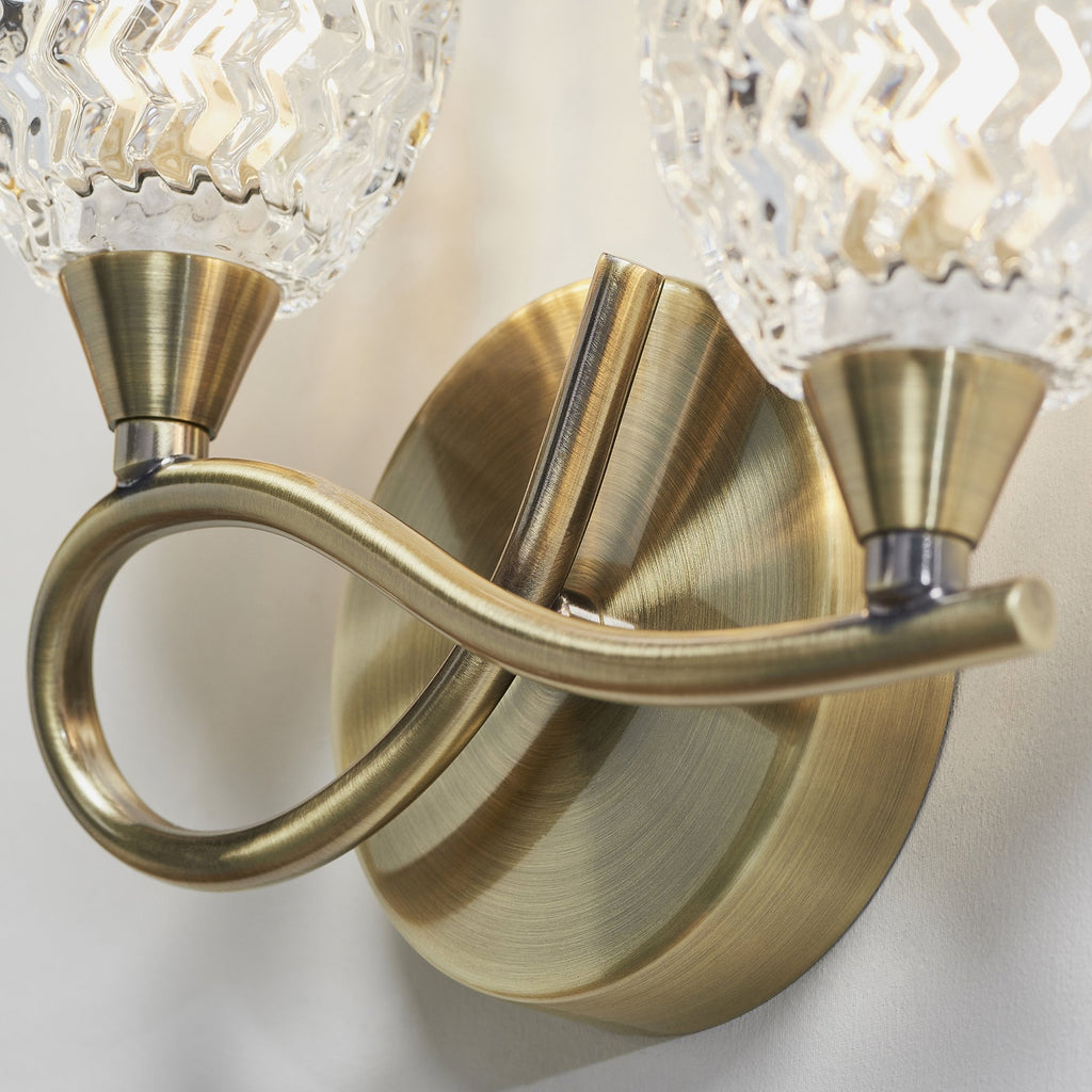 BOYER-2WBAB-L Boyer 2 Light Wall Light Brass Clear (S)