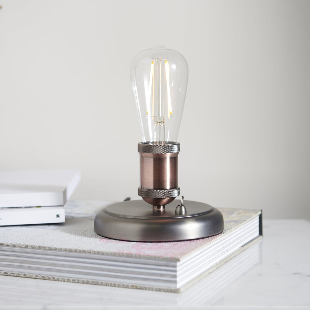 Hal 1 Light Table  Lamp Pewter Copper