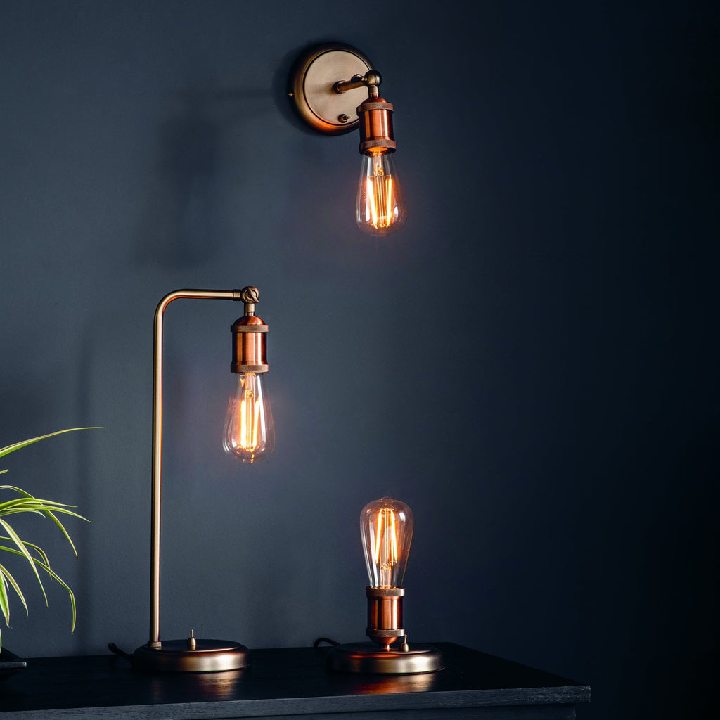 Hal 1 Light Table  Lamp Pewter Copper