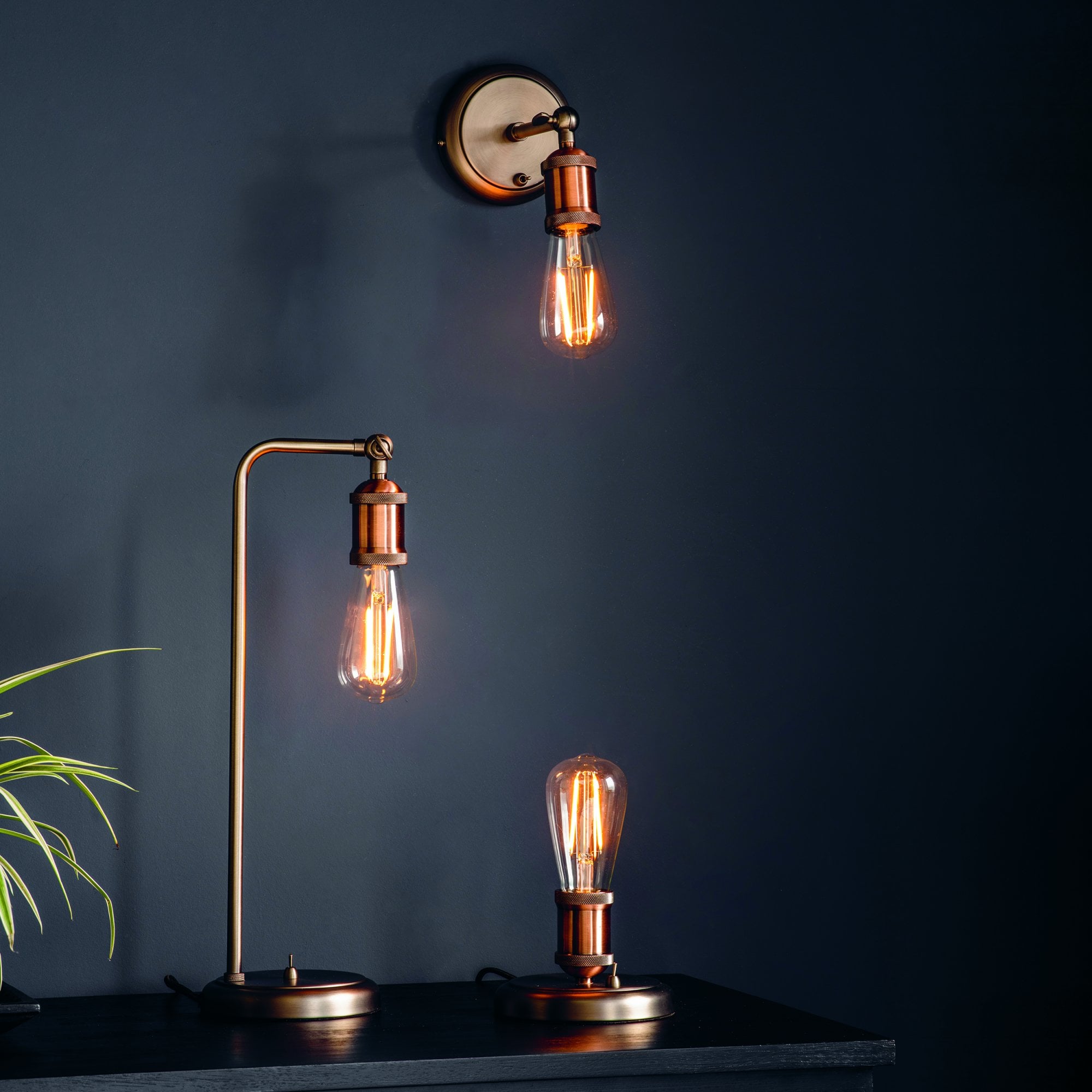 Hal 1 Light Table  Lamp Pewter Copper