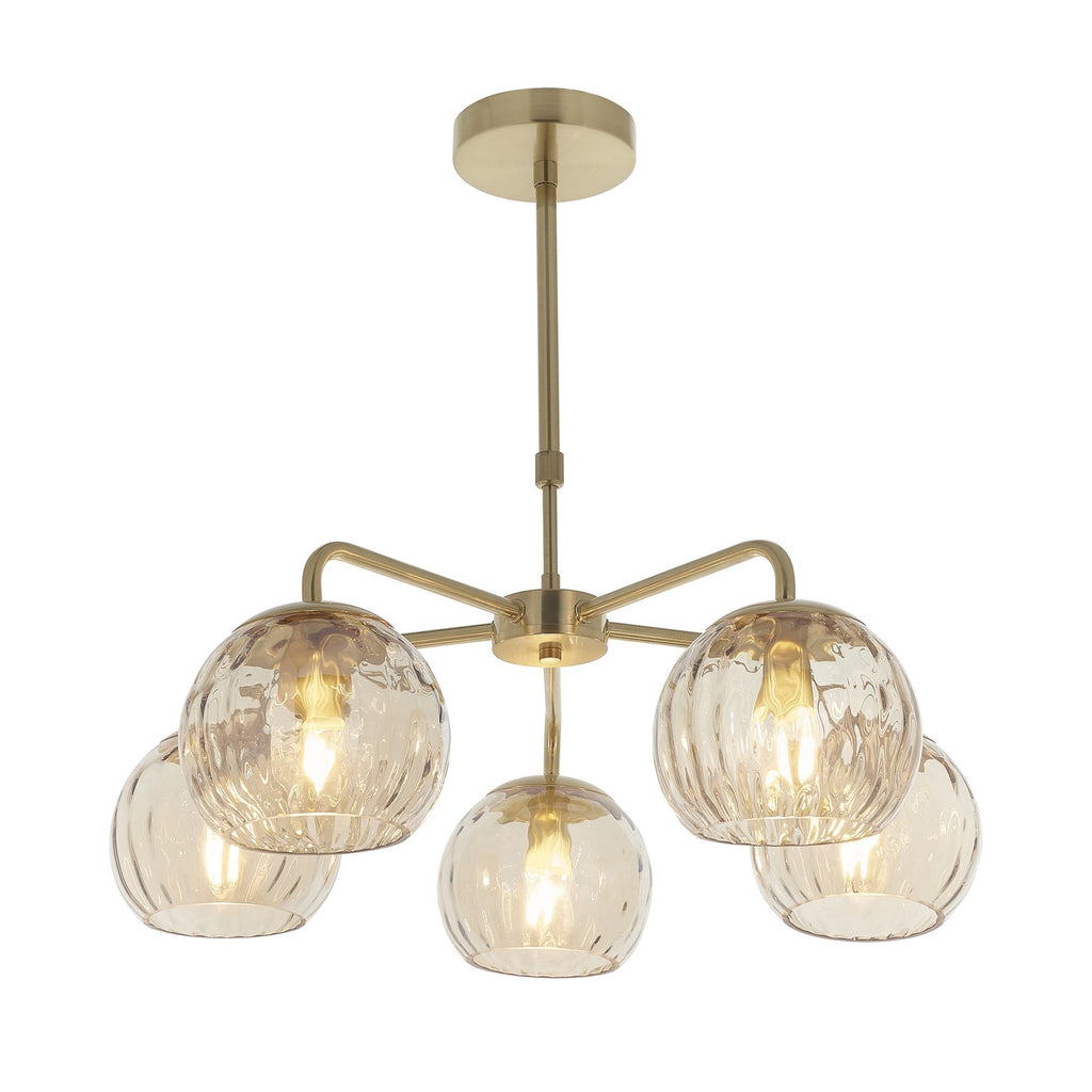 91969 Dimple 5 Light Pendant Brass Champagne