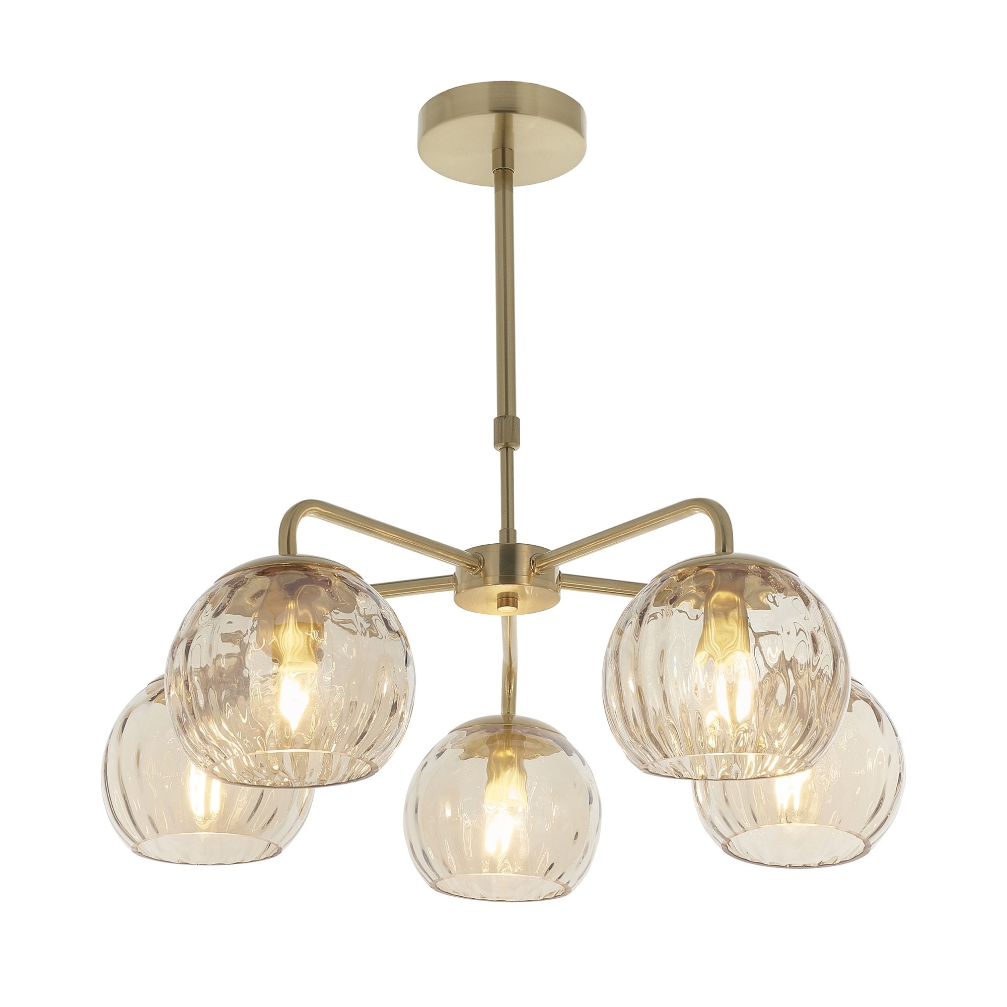 91969 Dimple 5 Light Pendant Brass Champagne