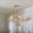 91969 Dimple 5 Light Pendant Brass Champagne