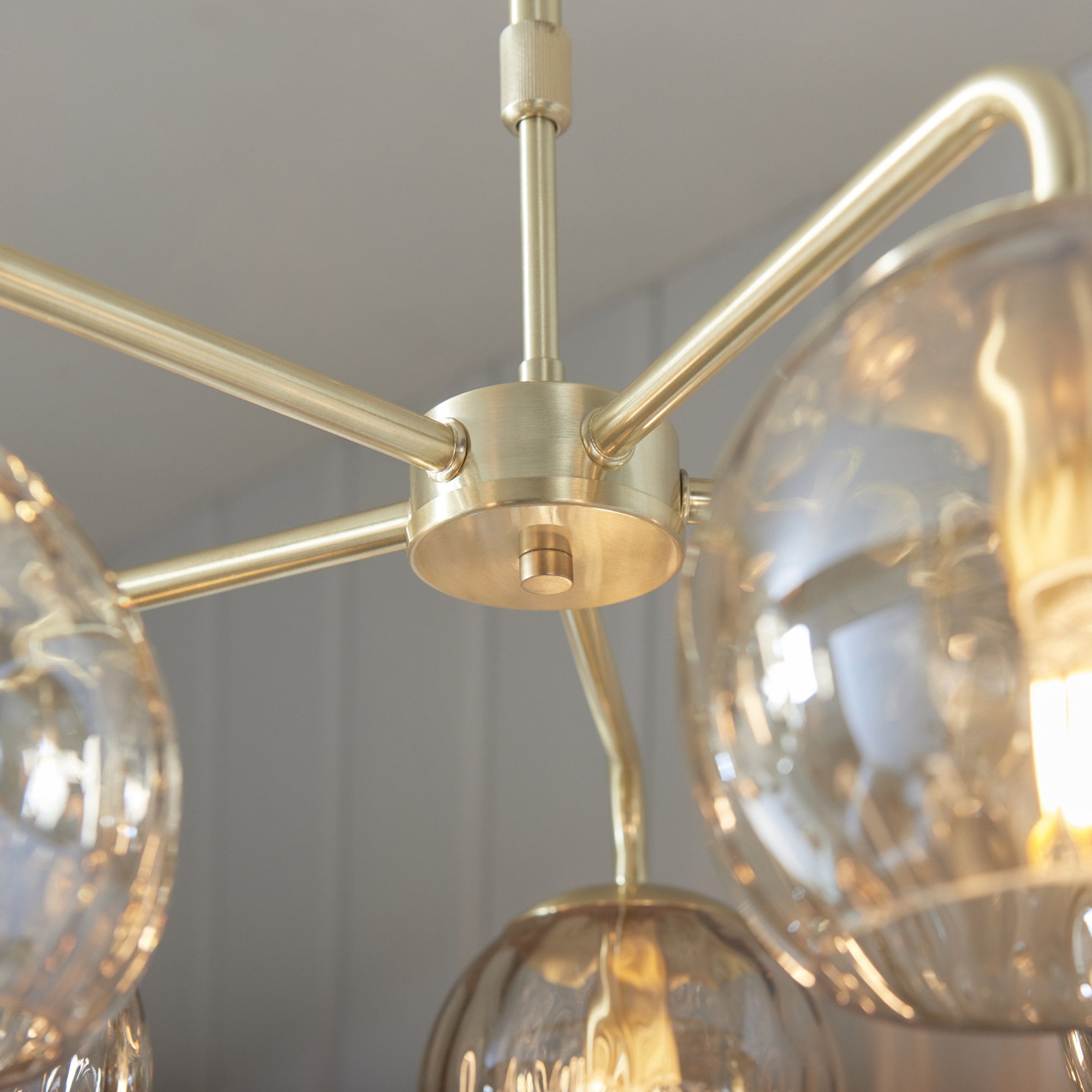 91969 Dimple 5 Light Pendant Brass Champagne