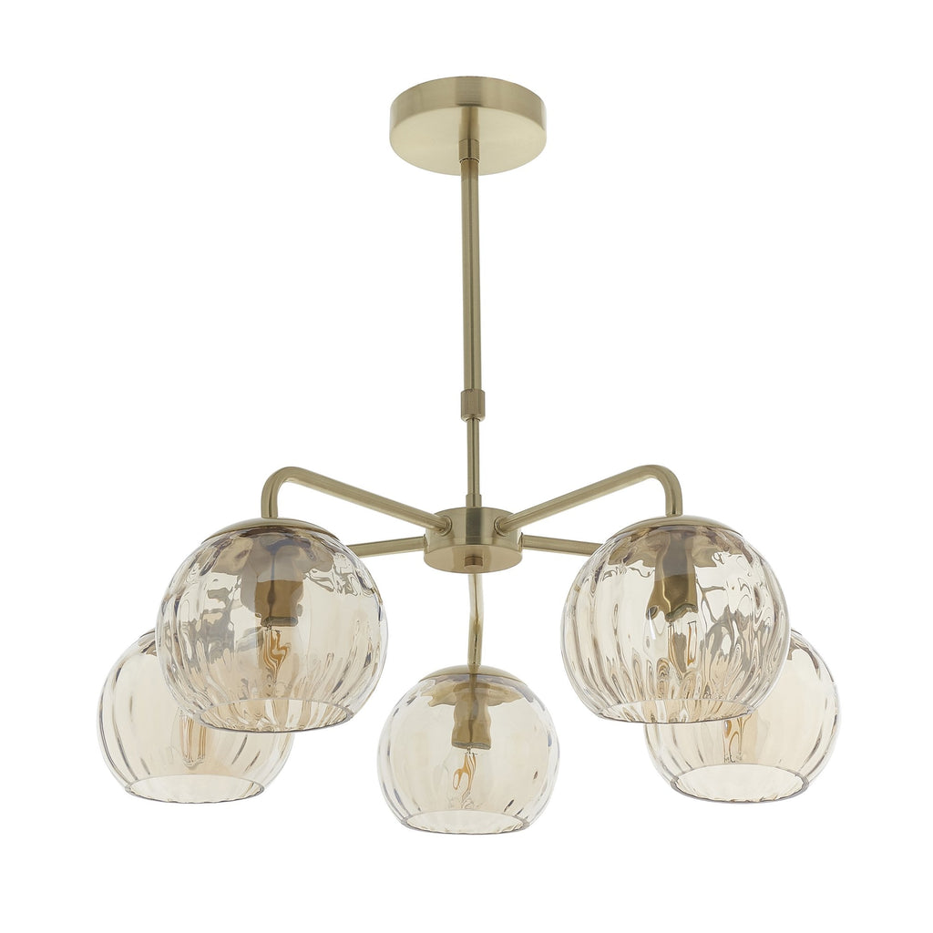 91969 Dimple 5 Light Pendant Brass Champagne