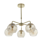91969 Dimple 5 Light Pendant Brass Champagne