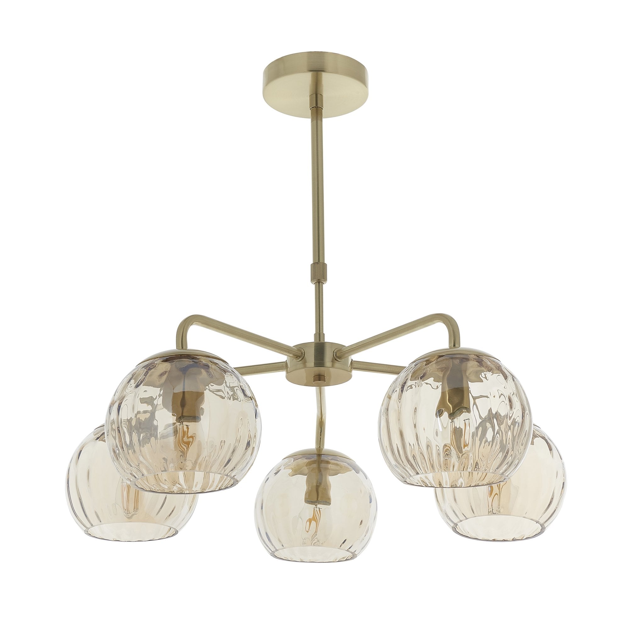 91969 Dimple 5 Light Pendant Brass Champagne
