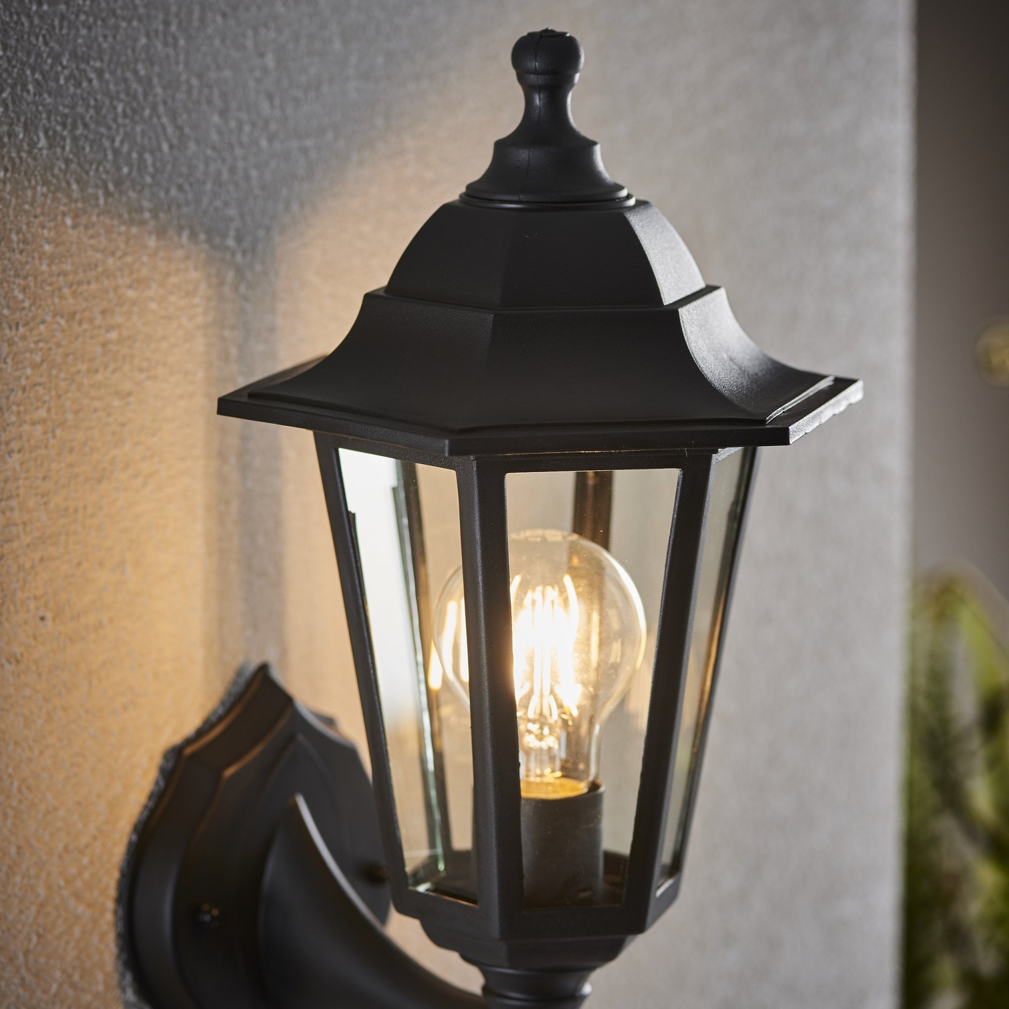 EL-40045 Bayswater 1 Light Outdoor Wall Light Black Clear