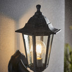 EL-40045 Bayswater 1 Light Outdoor Wall Light Black Clear