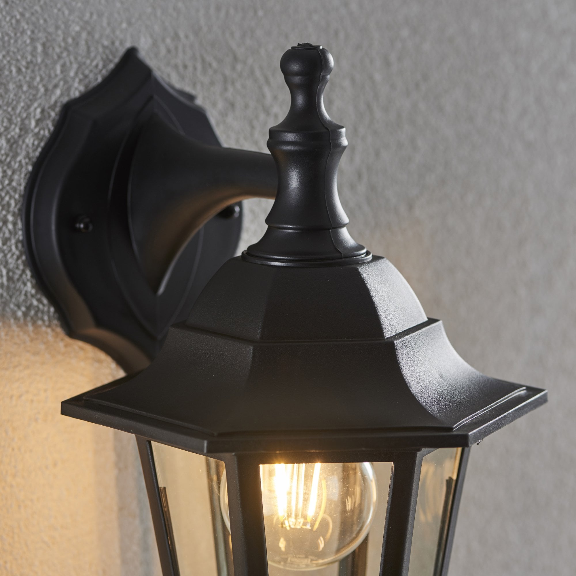 EL-40045 Bayswater 1 Light Outdoor Wall Light Black Clear