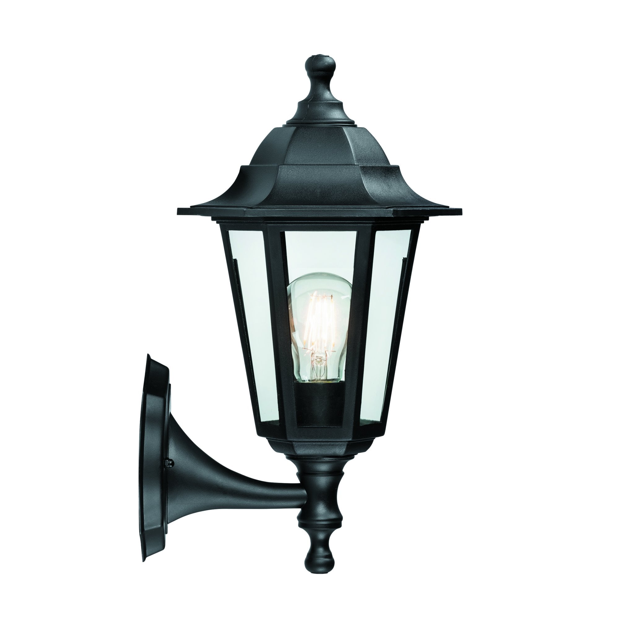 EL-40045 Bayswater 1 Light Outdoor Wall Light Black Clear