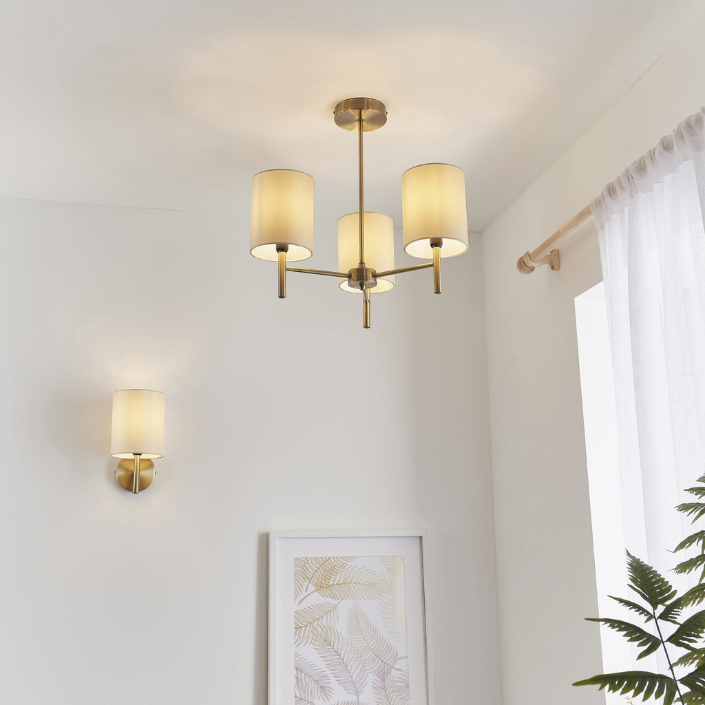 BRIO-1WBAB Brio 1 Light Wall Light Brass Cream