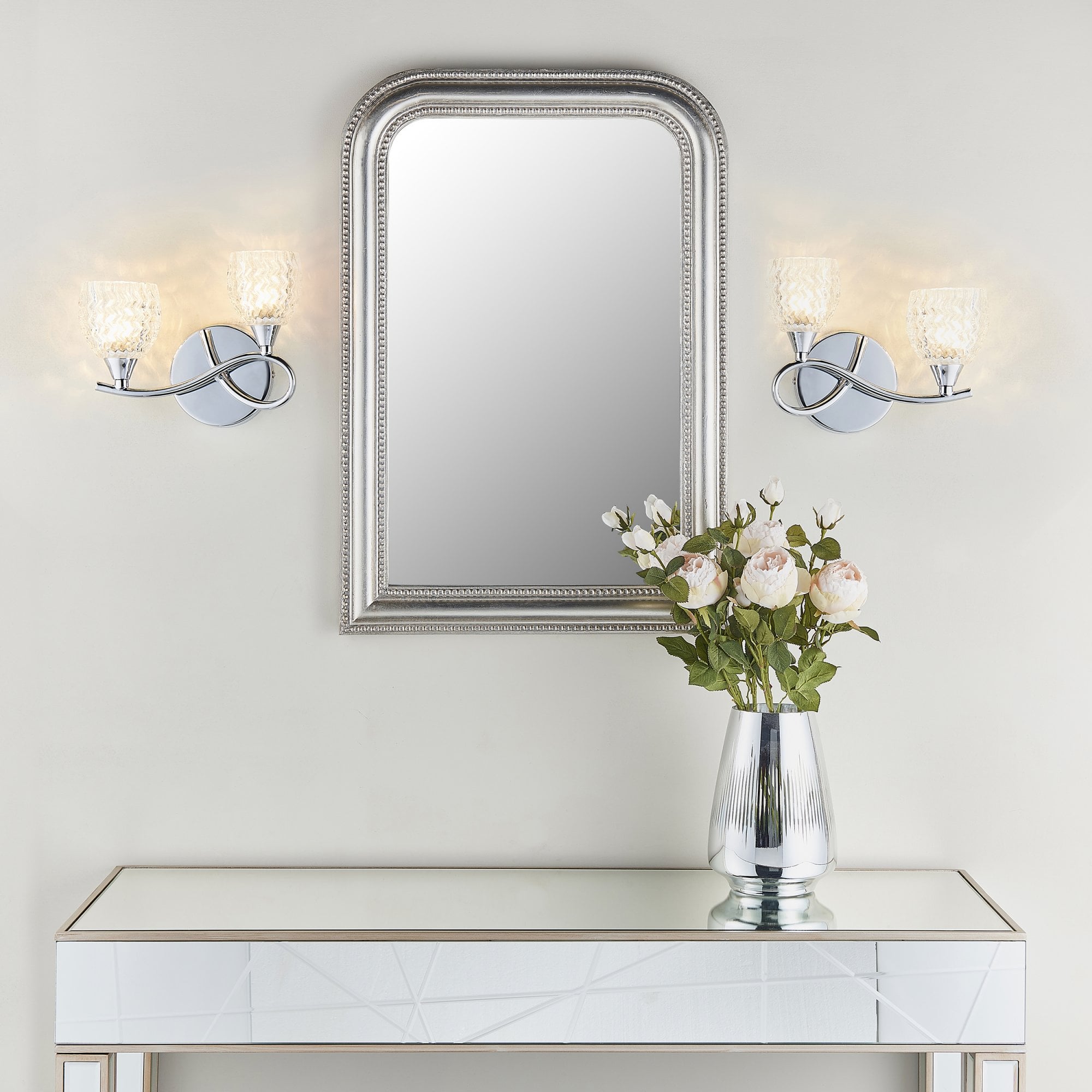 BOYER-2WBCH-L Boyer 2 Light Wall Light Chrome Clear