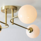 75959 Otto 4 Light Semi Flush Ceiling Light Brass Opal