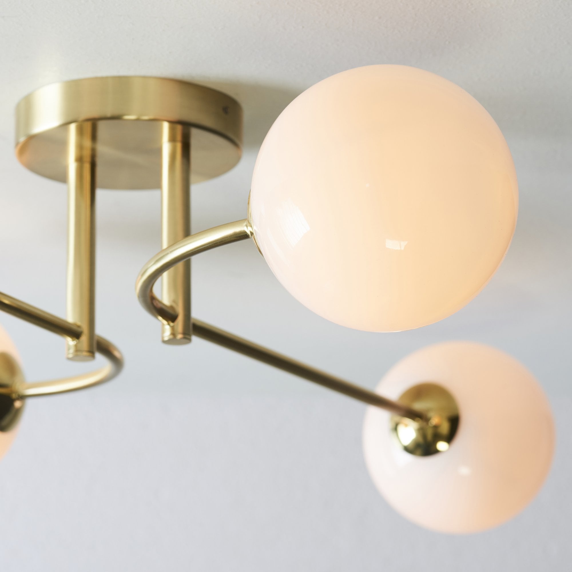 75959 Otto 4 Light Semi Flush Ceiling Light Brass Opal