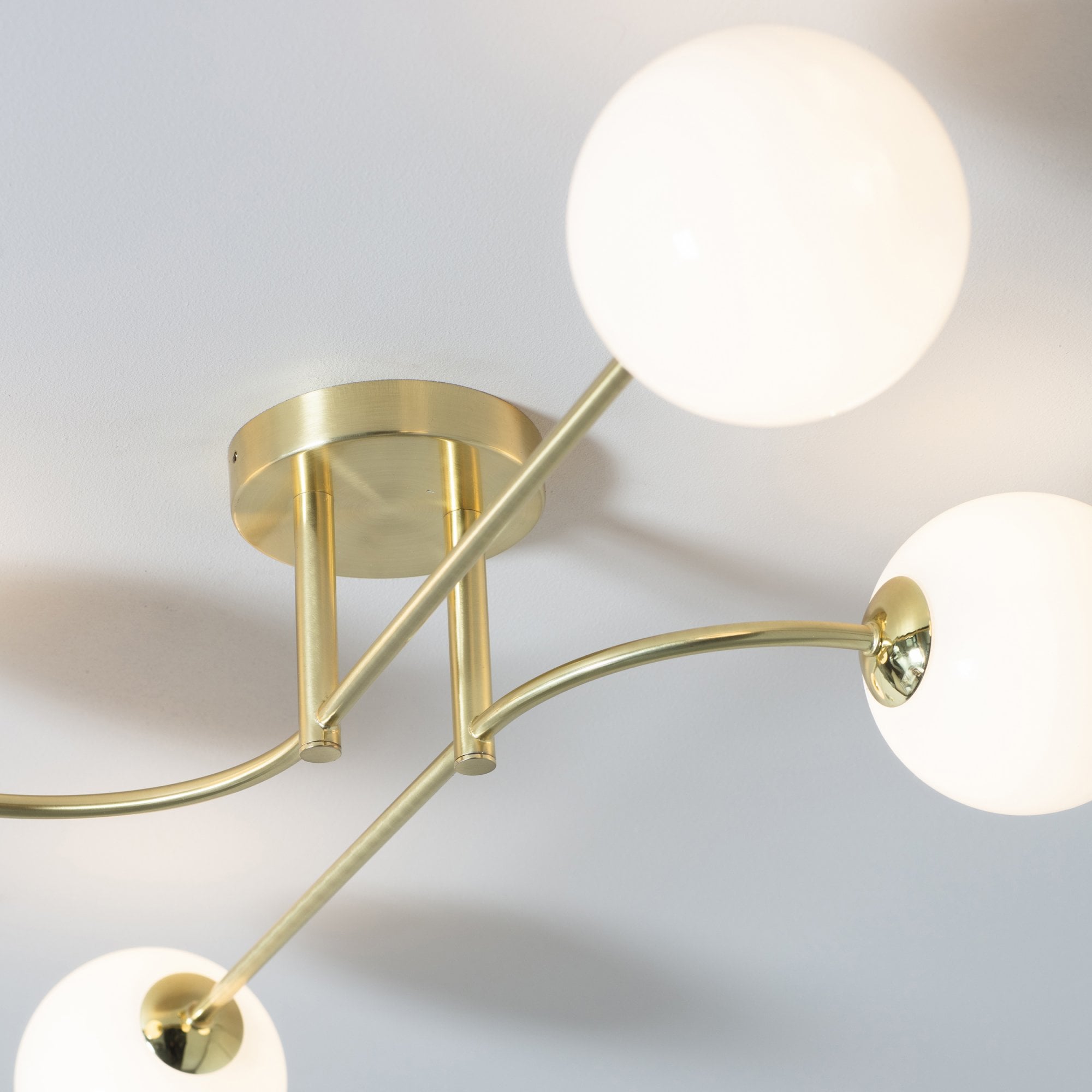 75959 Otto 4 Light Semi Flush Ceiling Light Brass Opal