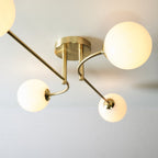 75959 Otto 4 Light Semi Flush Ceiling Light Brass Opal