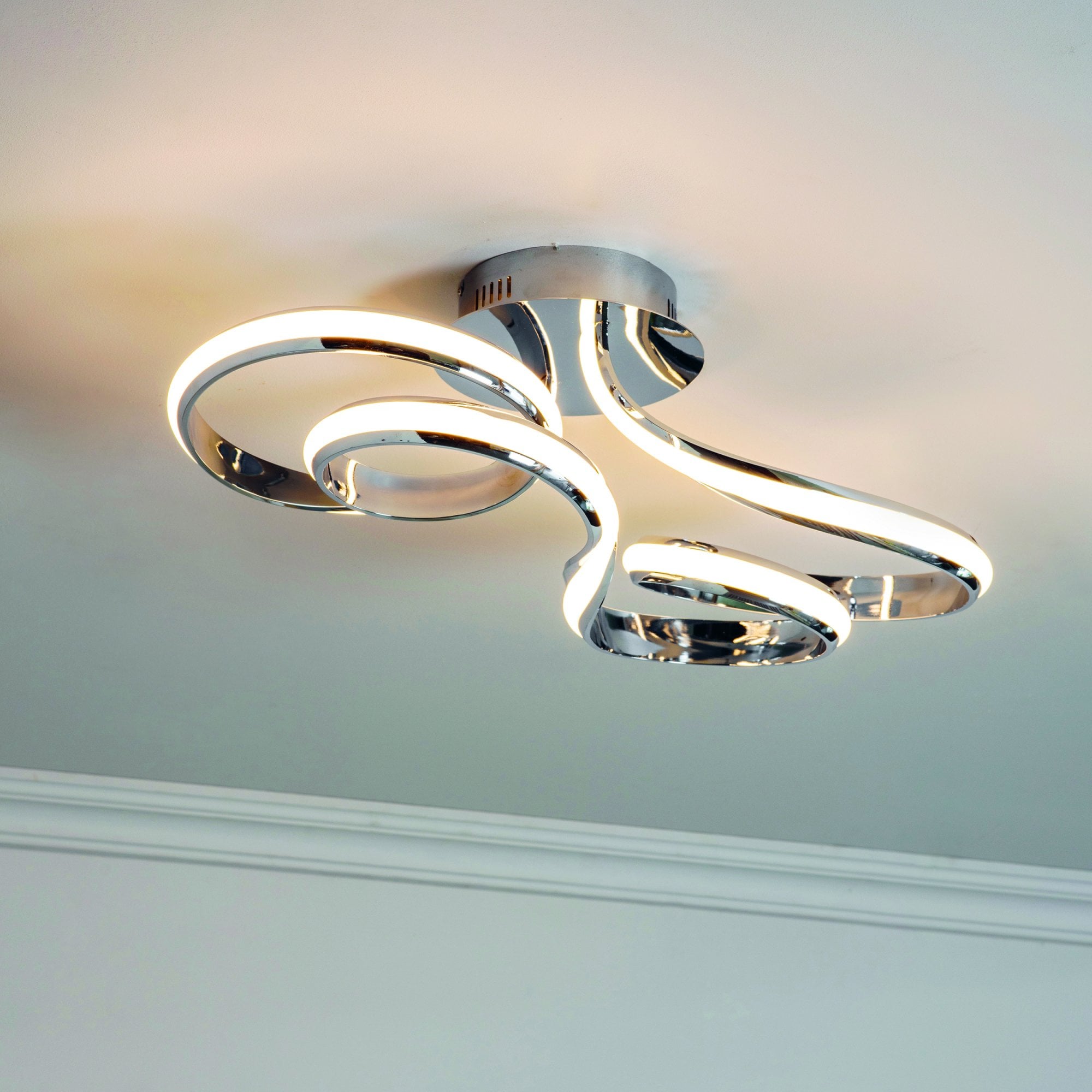 76393 Aria LED 1 Light Semi Flush Ceiling Light Chrome White