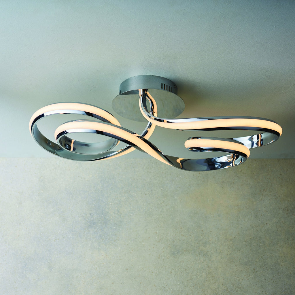 76393 Aria LED 1 Light Semi Flush Ceiling Light Chrome White