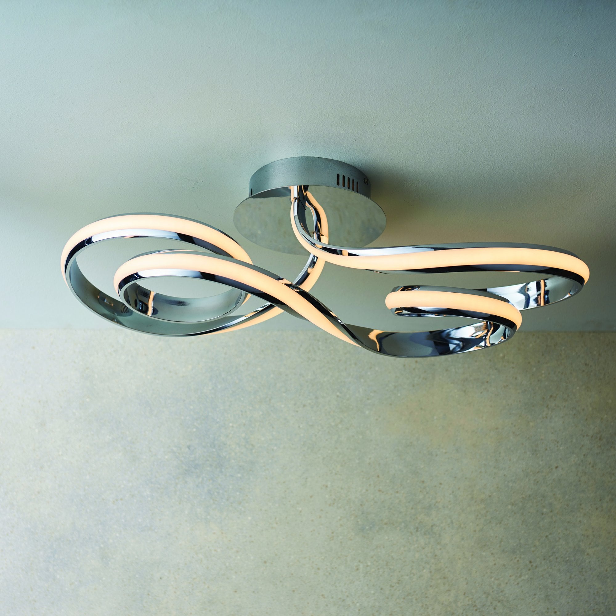 76393 Aria LED 1 Light Semi Flush Ceiling Light Chrome White