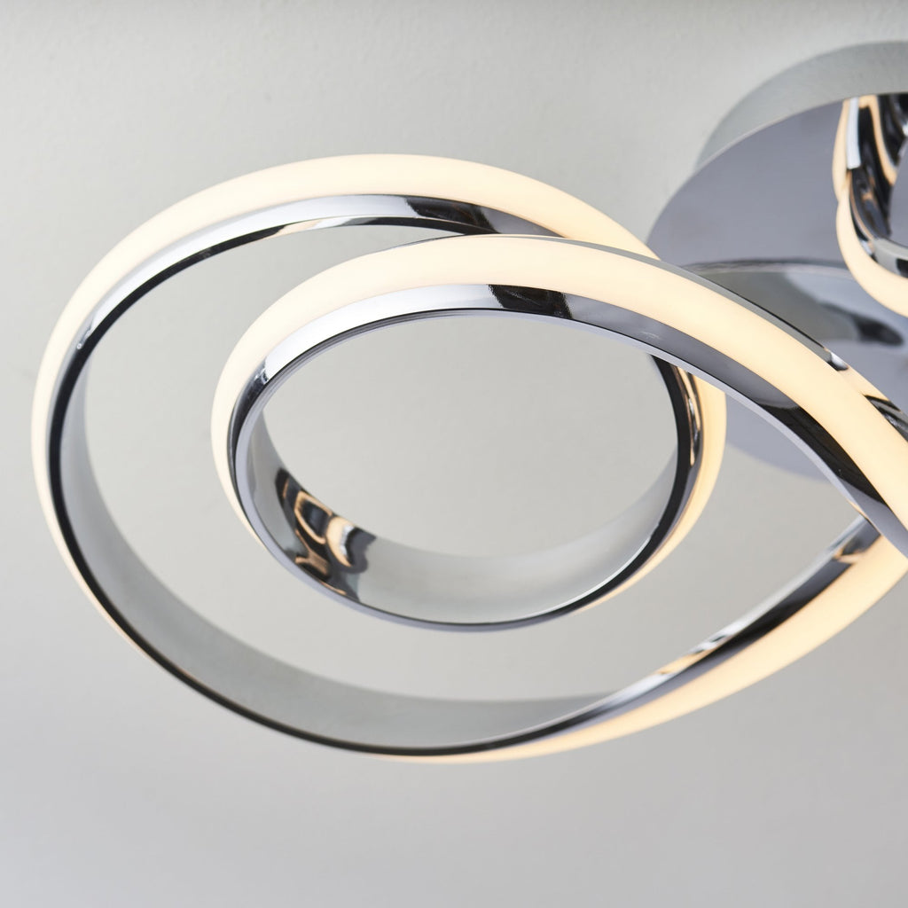 76393 Aria LED 1 Light Semi Flush Ceiling Light Chrome White