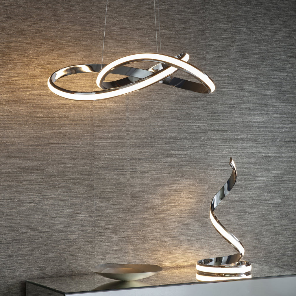 76394 Aria LED 1 Light Pendant Chrome White