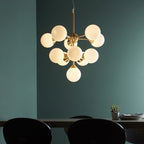 76500 Oscar 11 Light Pendant Brass White